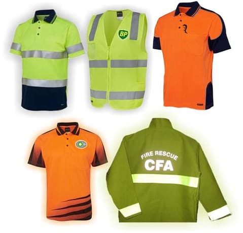Polo shirts, Hi Vis work gear all branded including reflective.